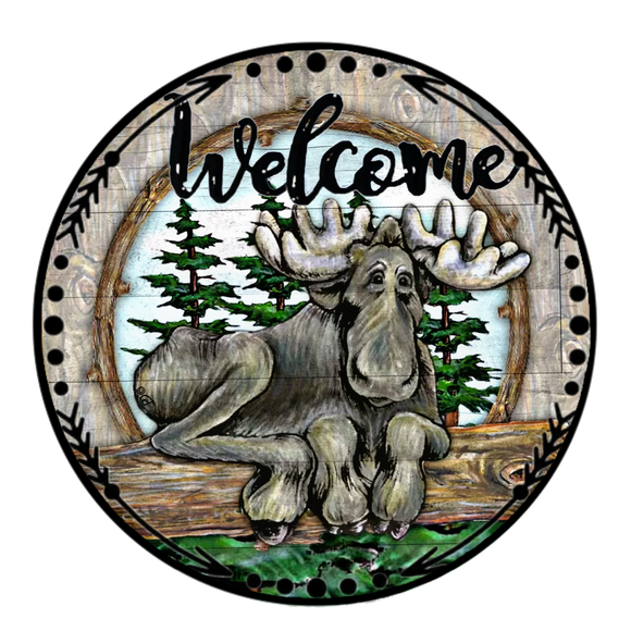 Welcome Moose - Wreath Sign
