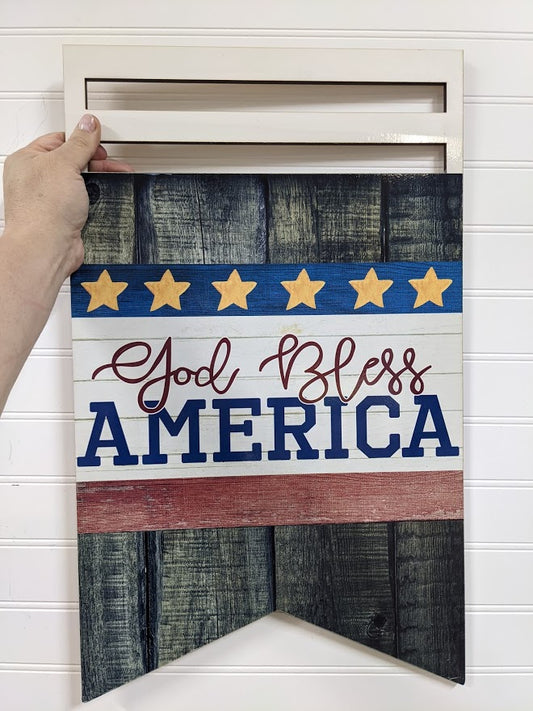 God Bless America Bunting Printed Wreath Rail