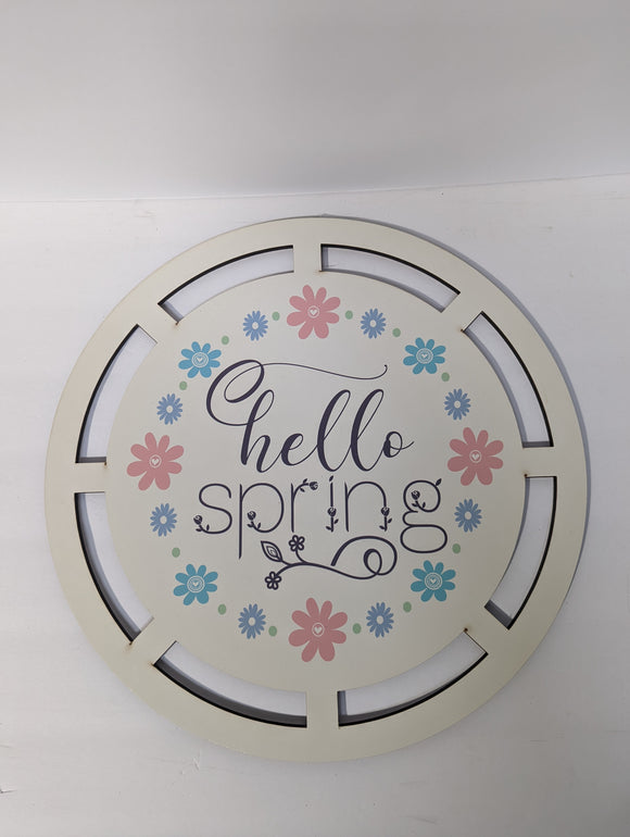 Hello Spring printed wreath base