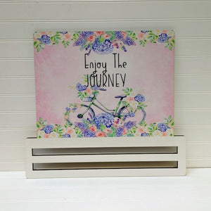 Enjoy the Journey Floral Bicycle rectangle printed wreath rail