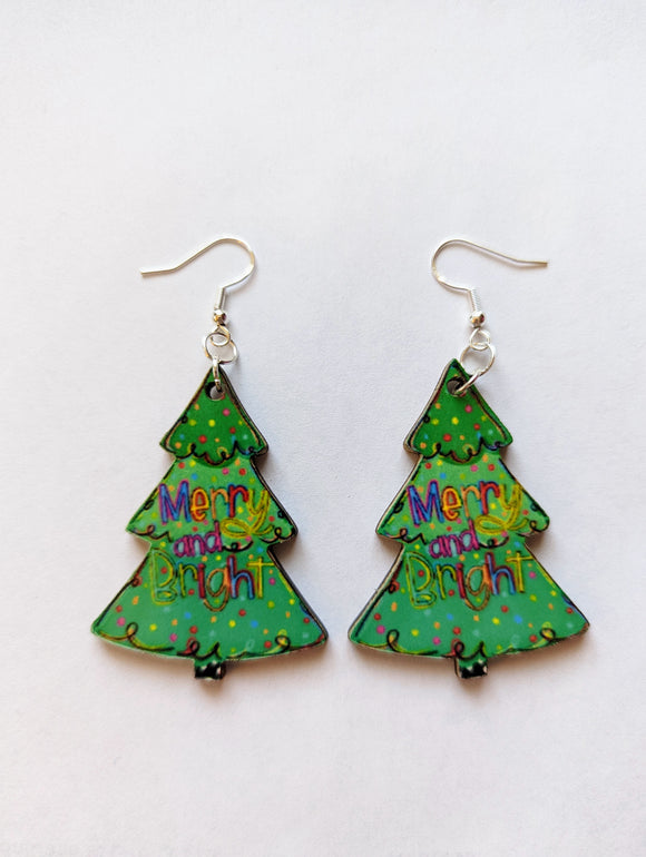 Merry and Bright Christmas Tree Earrings
