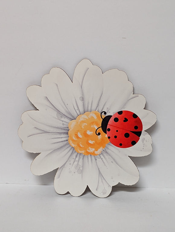 White daisy ladybug, Wreath Sign
