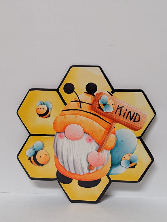 Honeycomb bee kind gnome, Wreath Sign