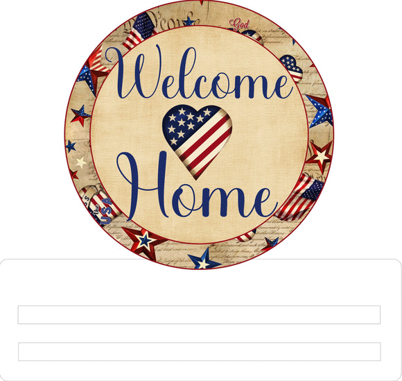 Patriotic Welcome Home Heart- wreath rail