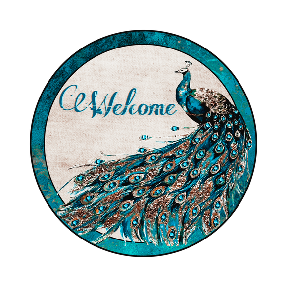 Peacock Welcome - Wreath Sign