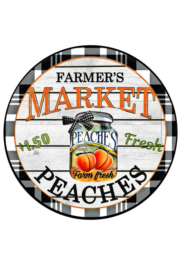Plaid Peaches Farmers Market -Wreath Sign