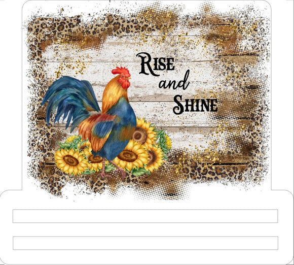 Rise & Shine Rooster rectangle printed wreath rail