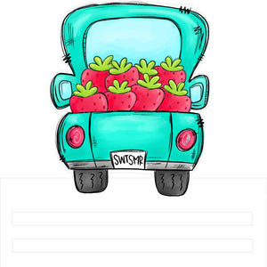 Sweet Summer Strawberry Truck Printed Wreath Rail