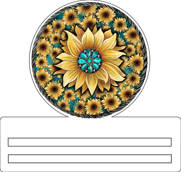 Turquoise Sunflower wreath rail