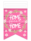 Pink Wood Home Sweet Home Daisy Bunting Wreath Sign, Wreath Rail