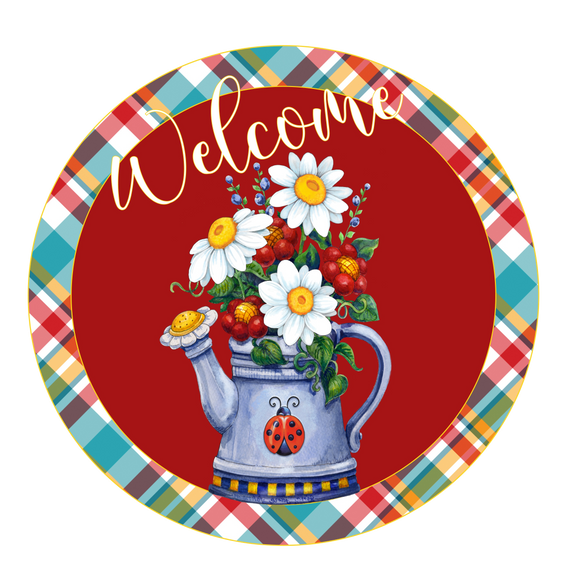 Welcome Daisy Watering can - Wreath Sign