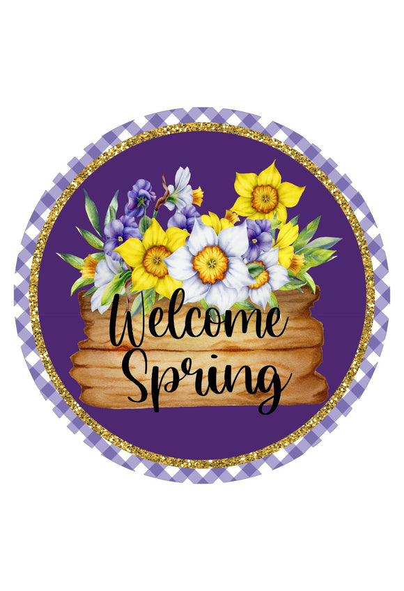 Welcome Spring Purple - Wreath Sign