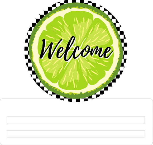 Welcome Lime Check- wreath rail