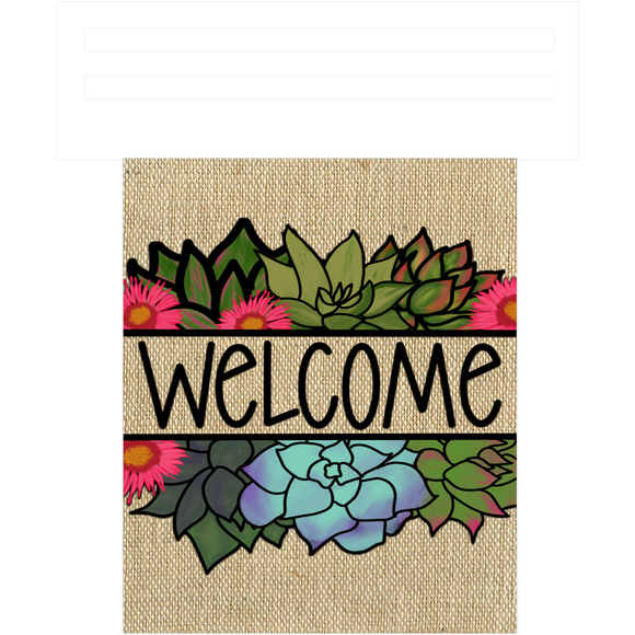 Welcome Succulents Rectangle Rail