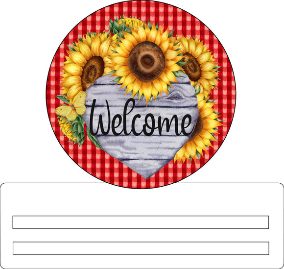 Welcome Sunflower Heart- wreath rail