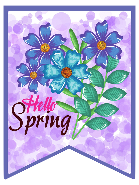 Hello Spring Floral Bunting Wreath Sign