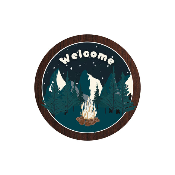 Welcome Camping wreath sign