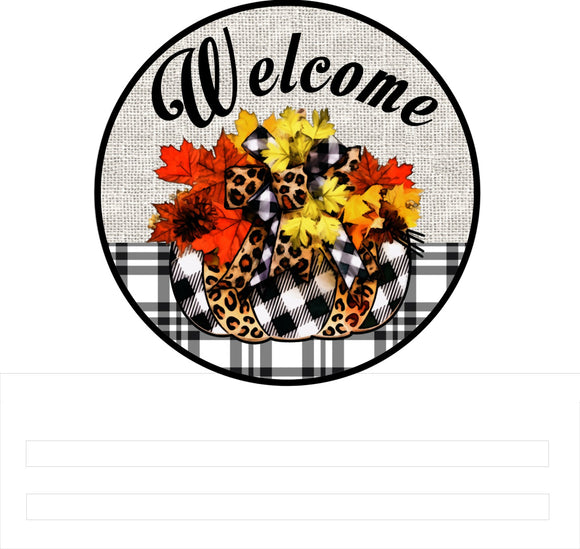 Welcome Leopard Pumpkin Wreath Rail
