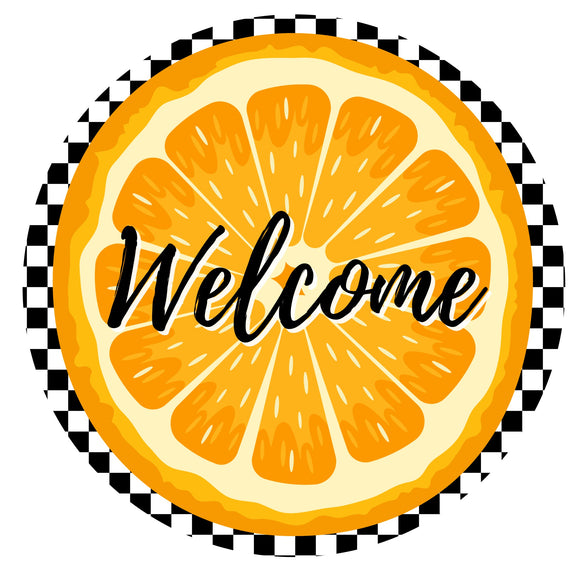 Welcome Orange Check - Wreath Sign