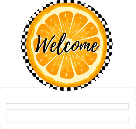 Welcome Orange Check- wreath rail
