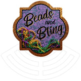 Beads and Bling Mardi Gras Quatrefoil Wreath Sign, Wreath Rail