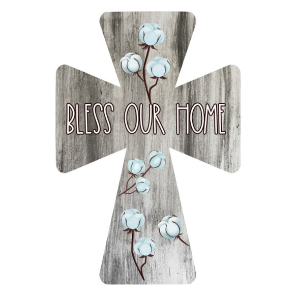 Bless our Home Cotton Cross - Wreath Sign