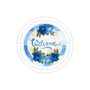 Welcome Blue Floral printed wreath base