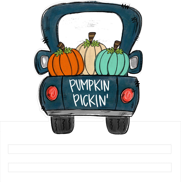 Blue Pumpkin Truck Printed Wreath Rail