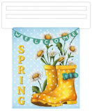 Welcome Spring Yellow Rain Boots Wreath Sign, Wreath Rail