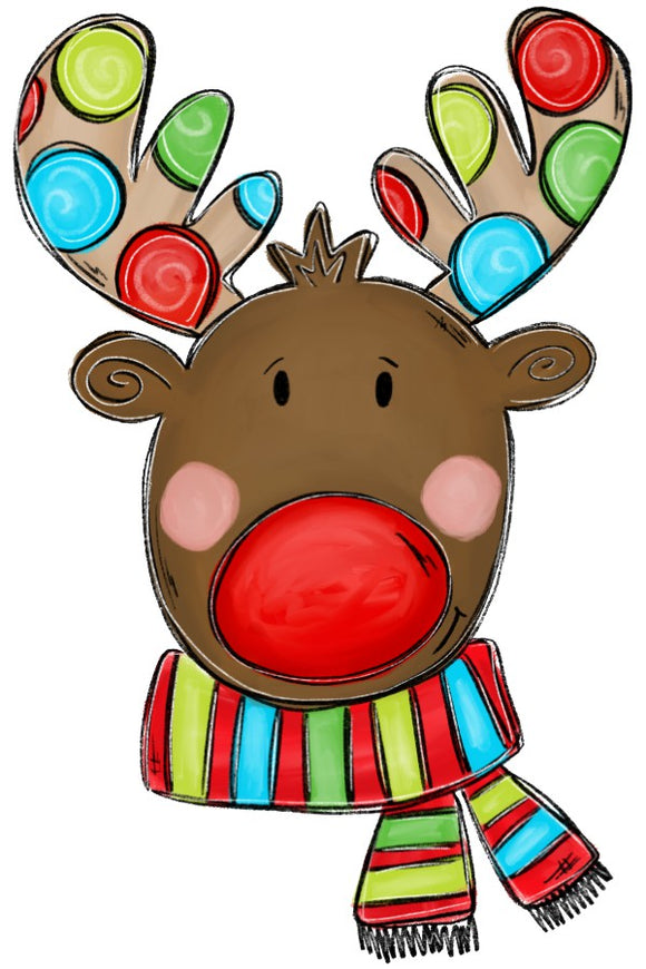 Polka Dot Reindeer- Boy wreath sign