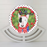Bull Terrier Merry Woofmas! wreath sign, wreath rail, wreath base
