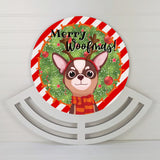 Chihuahua Merry Woofmas! wreath sign, wreath rail, wreath base