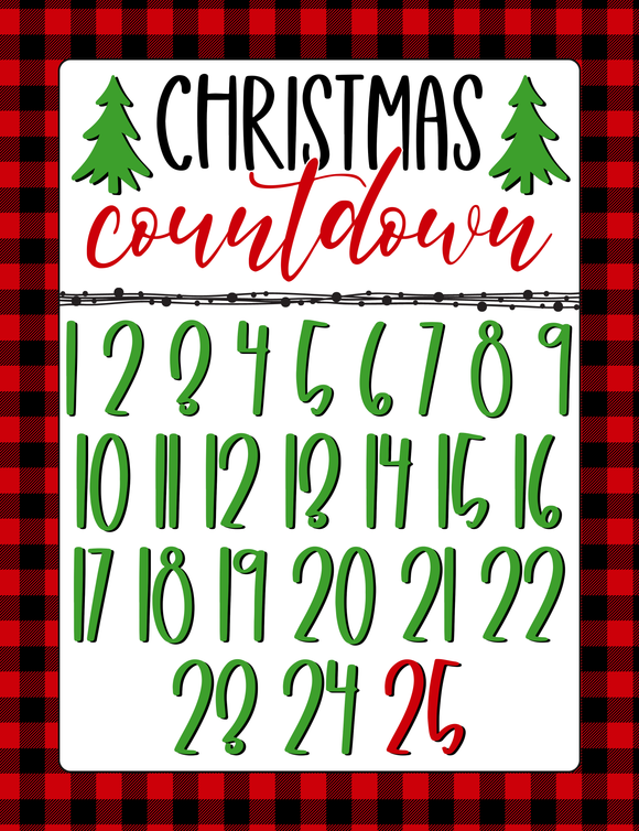 Christmas countdown dry erase sign
