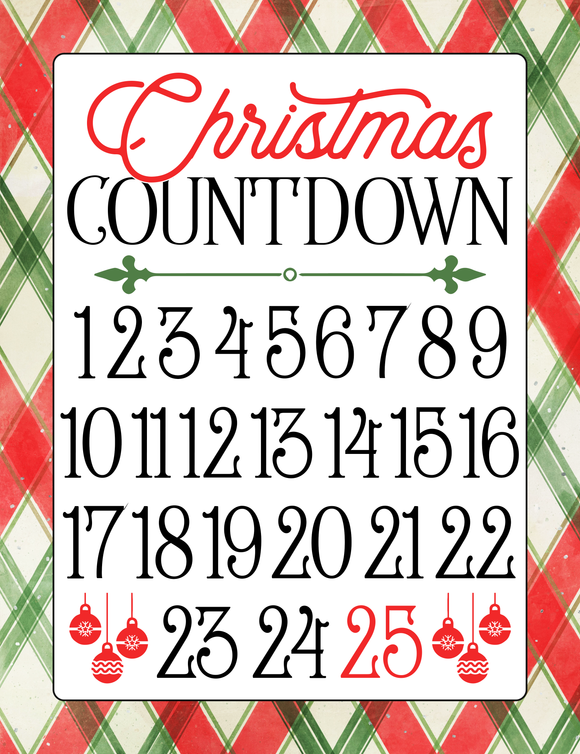 Christmas countdown dry erase sign