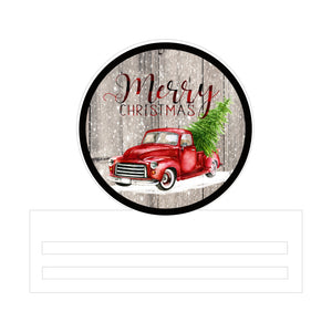 Merry Christmas Red Truck Printed Wreath Rail