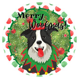 Border Collie Merry Woofmas! wreath sign, wreath rail, wreath base
