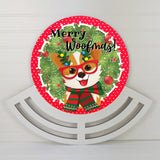 Corgi Merry Woofmas! wreath sign, wreath rail, wreath base