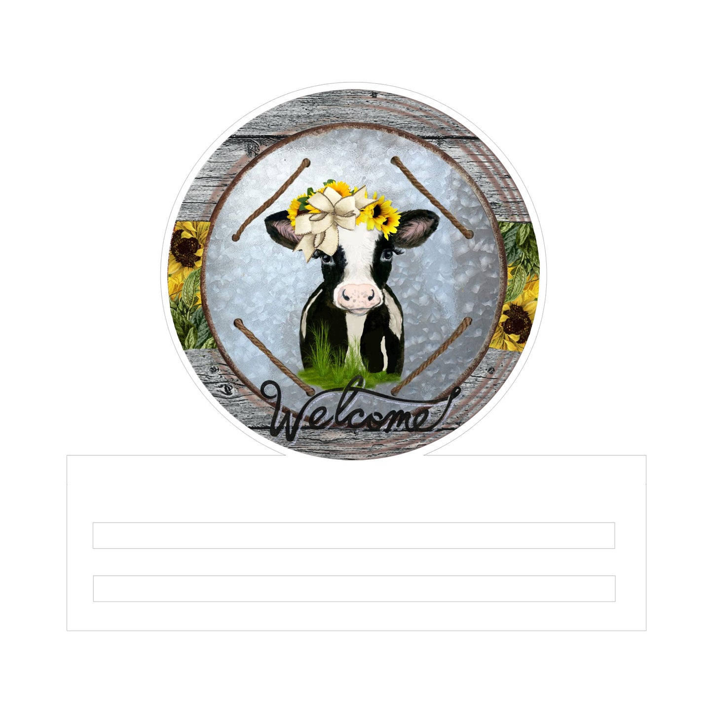 Cow Sunflowers Printed Wreath Rail