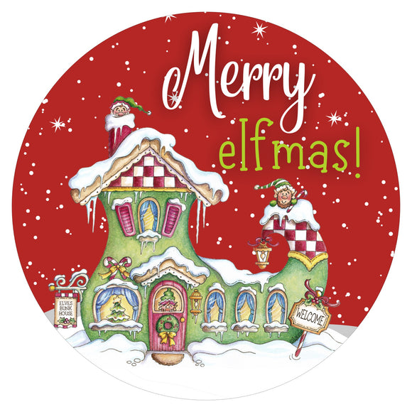 Merry Elfmas! wreath sign, wreath rail, wreath base