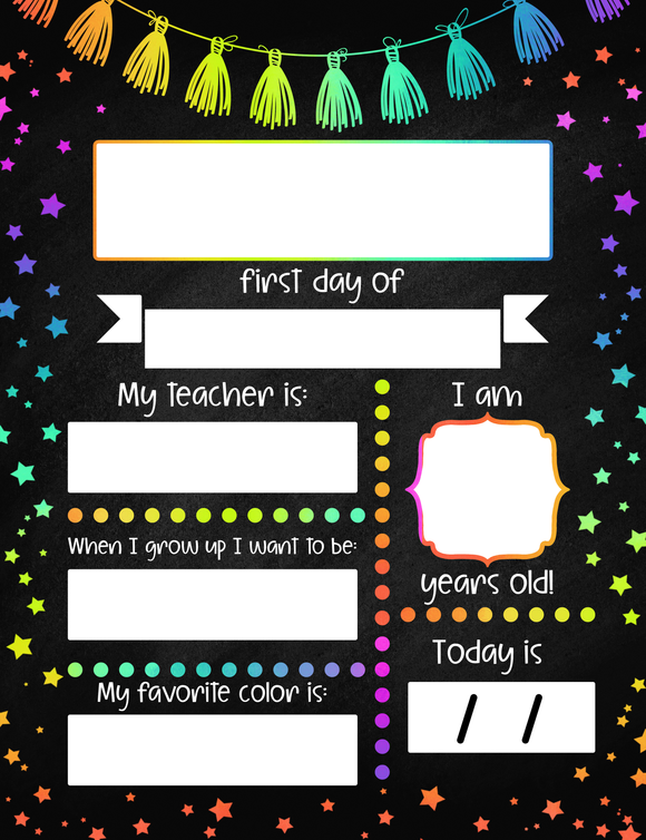 1st day of school dry erase sign