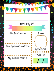 1st day of school dry erase sign