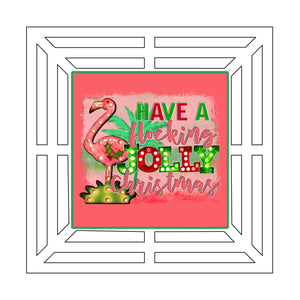 Flocking Jolly Christmas Flamingo Square Printed Wreath Rail