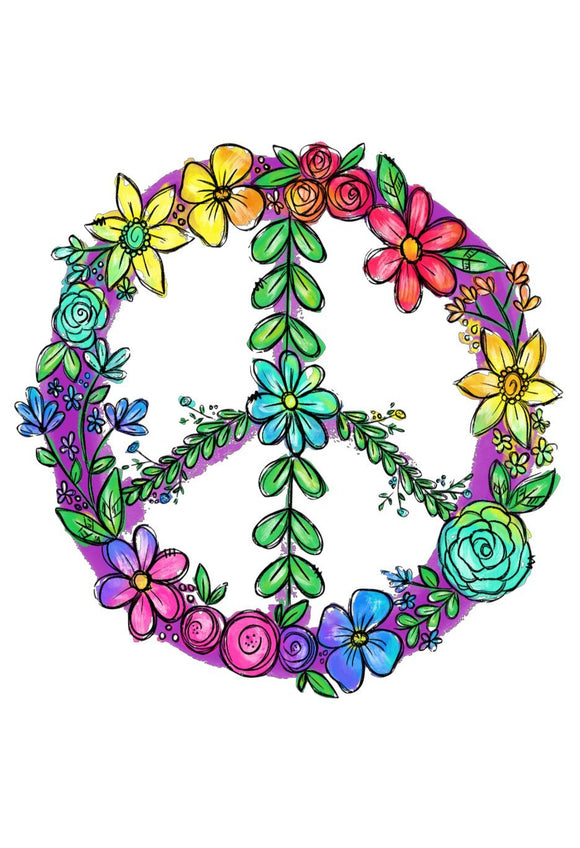 Floral Peace Sign - Wreath Sign