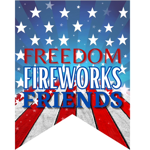 Freedom Fireworks Friends patriotic bunting, Wreath Sign