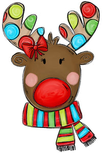 Polka Dot Reindeer- Girl wreath sign