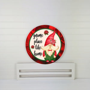 Gnome place like home poinsettia Wreath Rail