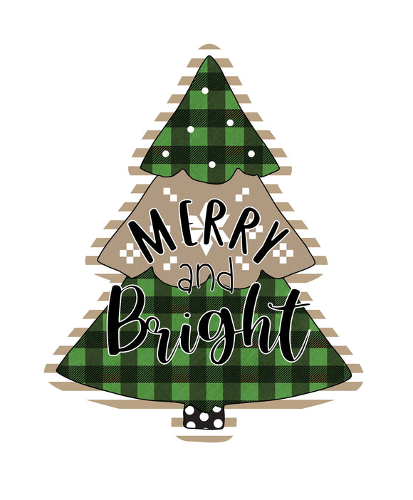 Green Plaid Christmas Tree- Merry and Bright