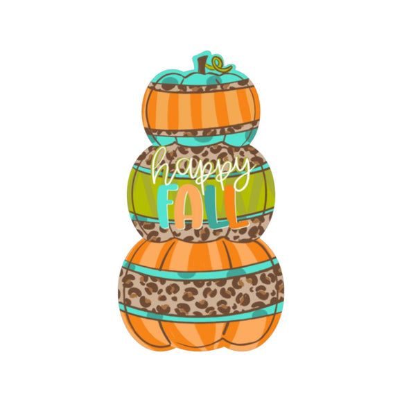 Happy Fall stacked pumpkins wreath sign