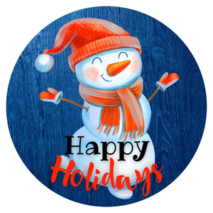 Happy Holidays snowman wreath sign
