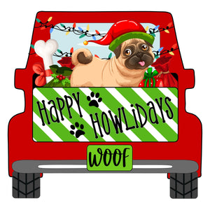 Happy Howlidays Pug Truck